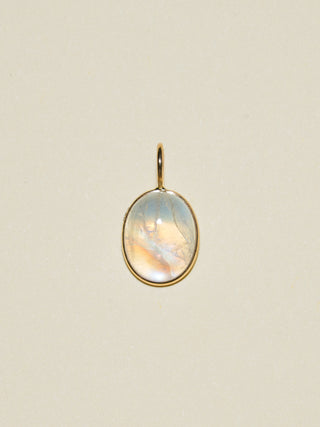 Wishing for a Moonstone Oval Cabochon Charm in Yellow 14k Gold