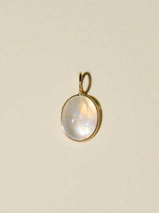 Wishing for a Moonstone Oval Cabochon Charm in Yellow 14k Gold