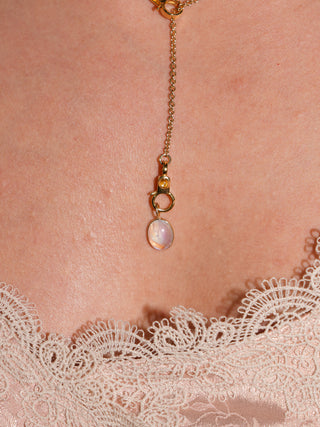 Wishing for a Moonstone Oval Cabochon Charm in Yellow 14k Gold
