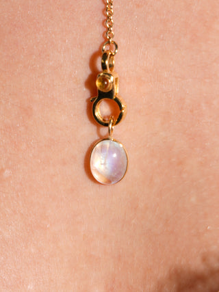Wishing for a Moonstone Oval Cabochon Charm in Yellow 14k Gold