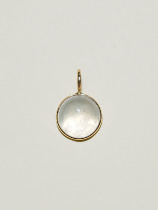 Artemis Moonstone Round Cabochon Charm in Yellow 14k Gold