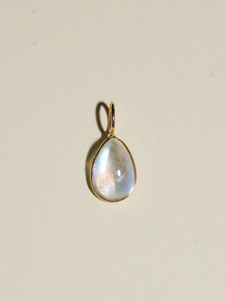 BlueDew Moonstone Teardrop Cabochon Charm in Yellow 14k Gold