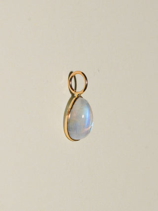 BlueDew Moonstone Teardrop Cabochon Charm in Yellow 14k Gold