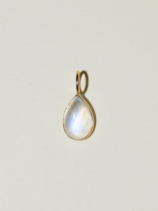 Interstellar Moonstone Teardrop Cabochon Charm in Yellow 14k Gold