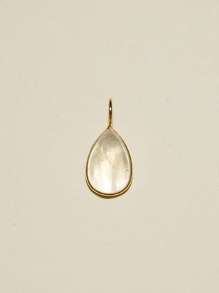 Moon of a Moonstone Teardrop Cabochon Charm in Yellow 14k Gold