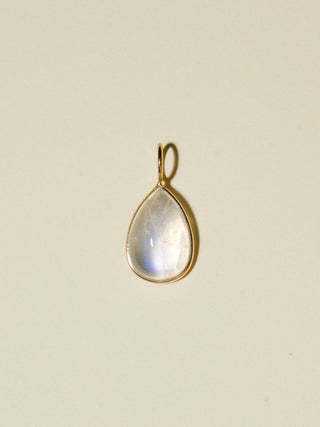Moon of a Moonstone Teardrop Cabochon Charm in Yellow 14k Gold