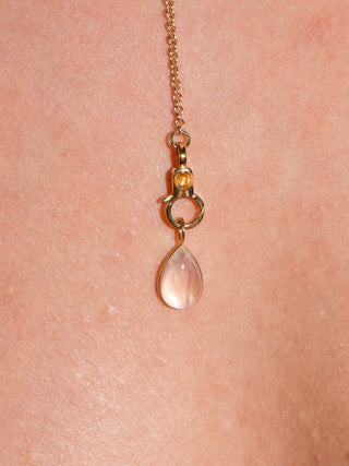 Moon of a Moonstone Teardrop Cabochon Charm in Yellow 14k Gold
