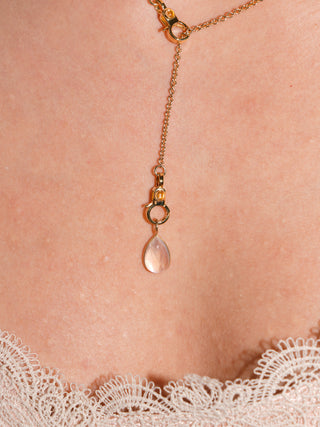 Moon of a Moonstone Teardrop Cabochon Charm in Yellow 14k Gold