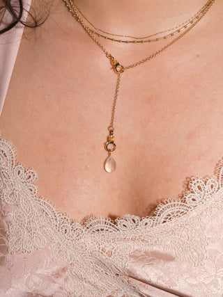 Moon of a Moonstone Teardrop Cabochon Charm in Yellow 14k Gold