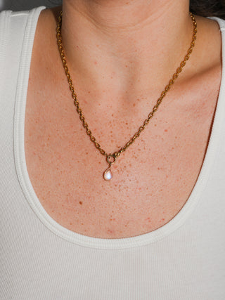Beach Spells Moonstone Teardrop Cabochon Charm in Yellow 14k Gold