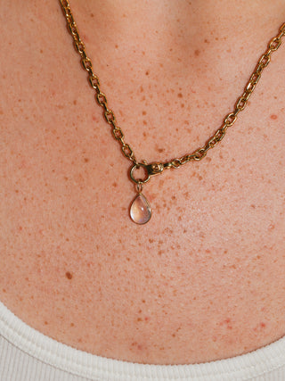 Beach Spells Moonstone Teardrop Cabochon Charm in Yellow 14k Gold