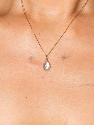 Call me Up Moonstone Teardrop Cabochon Charm in Yellow 14k Gold
