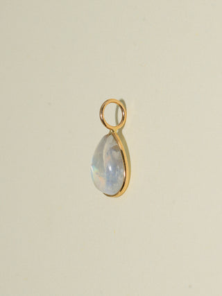 Call me Up Moonstone Teardrop Cabochon Charm in Yellow 14k Gold