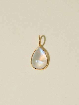 Call me Up Moonstone Teardrop Cabochon Charm in Yellow 14k Gold