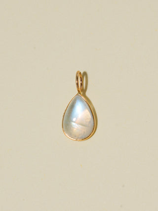 Call me Up Moonstone Teardrop Cabochon Charm in Yellow 14k Gold