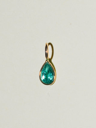 All Powerful Emerald Teardrop Cut Charm in Yellow 14k Gold