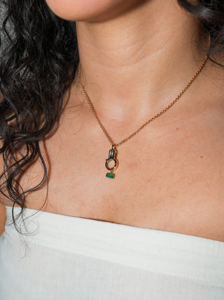 Skyline Emerald East West Emerald Cut Charm in Yellow 14k Gold