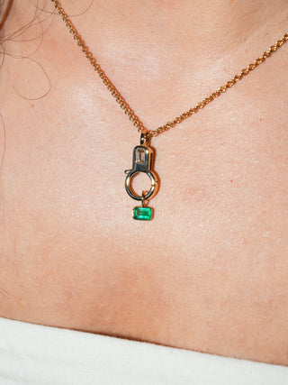 Skyline Emerald East West Emerald Cut Charm in Yellow 14k Gold
