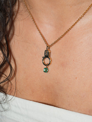 Envy Me Emerald Emerald Cut Charm in Yellow 14k Gold
