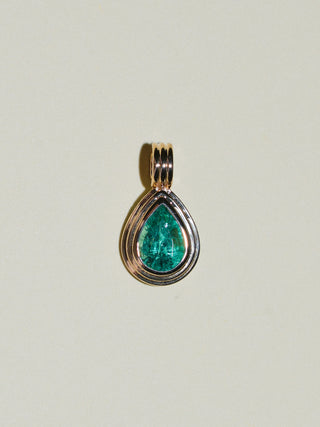 Chiquita Emerald Triple Teardrop Cut Charm in Yellow 14k Gold