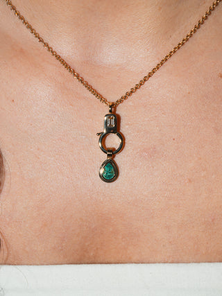 Chiquita Emerald Triple Teardrop Cut Charm in Yellow 14k Gold