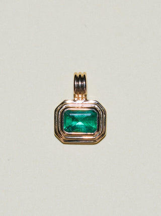 Iguana Mama Emerald Triple East West Cushion Cut Charm in Yellow 14k Gold