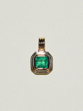 Lizard Wizard Emerald Triple East West Cushion Cut Charm in Yellow 14k Gold
