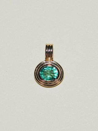 Princess Treatment Emerald Triple East to West Oval Cut Charm in Yellow 14k Gold