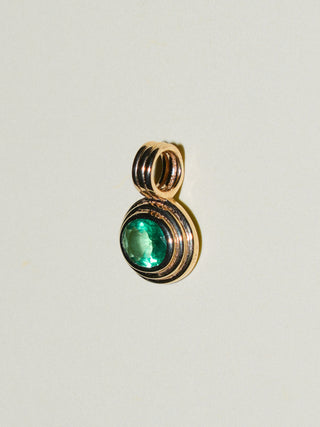 Princess Treatment Emerald Triple East to West Oval Cut Charm in Yellow 14k Gold