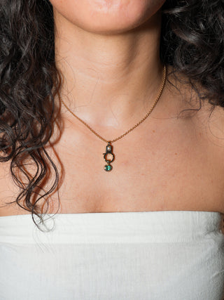 Princess Treatment Emerald Triple East to West Oval Cut Charm in Yellow 14k Gold