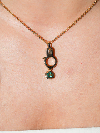 Princess Treatment Emerald Triple East to West Oval Cut Charm in Yellow 14k Gold