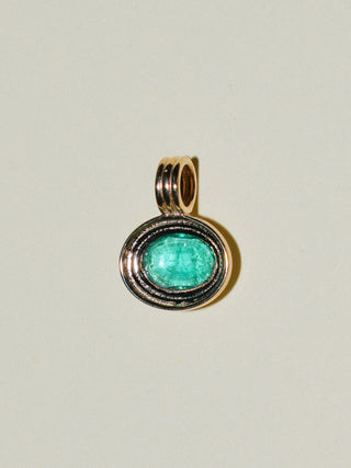 Money Manifestation Emerald Triple East to West Oval Cut Charm in Yellow 14k Gold