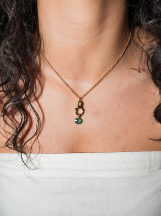 Money Manifestation Emerald Triple East to West Oval Cut Charm in Yellow 14k Gold