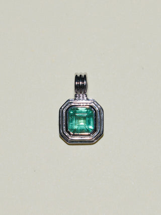 Kitty Gurl Emerald Triple East West Cushion Cut Charm in White 14k Gold