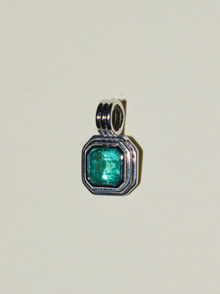 Kitty Gurl Emerald Triple East West Cushion Cut Charm in White 14k Gold