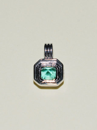 Kitty Gurl Emerald Triple East West Cushion Cut Charm in White 14k Gold