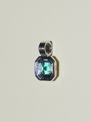 Kitty Gurl Emerald Triple East West Cushion Cut Charm in White 14k Gold