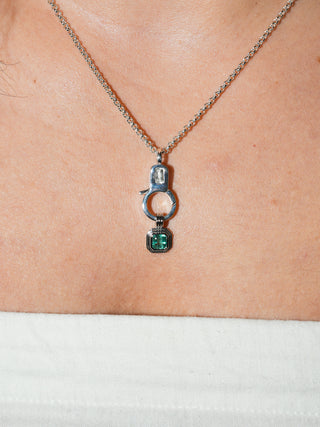 Kitty Gurl Emerald Triple East West Cushion Cut Charm in White 14k Gold