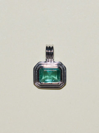 Widdily Squiddily Emerald Triple East West Cushion Cut Charm in White 14k Gold