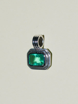 Widdily Squiddily Emerald Triple East West Cushion Cut Charm in White 14k Gold