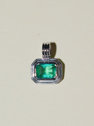Widdily Squiddily Emerald Triple East West Cushion Cut Charm in White 14k Gold