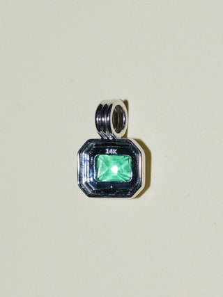 Widdily Squiddily Emerald Triple East West Cushion Cut Charm in White 14k Gold