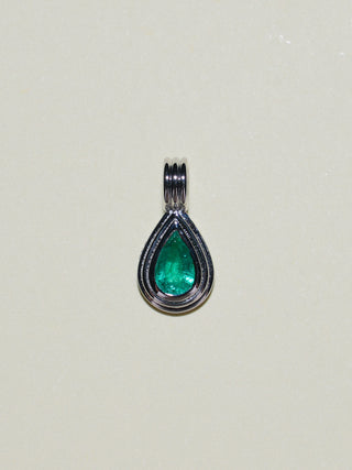 Evergreen Emerald Triple Teardrop Cut Charm in White 14k Gold