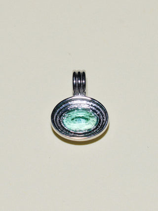 Plaintain Emerald Triple East to West Oval Cut Charm in Sterling Silver