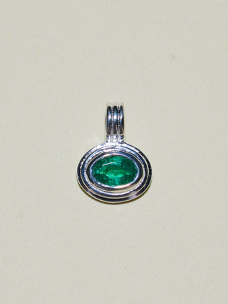 Plaintain Emerald Triple East to West Oval Cut Charm in Sterling Silver