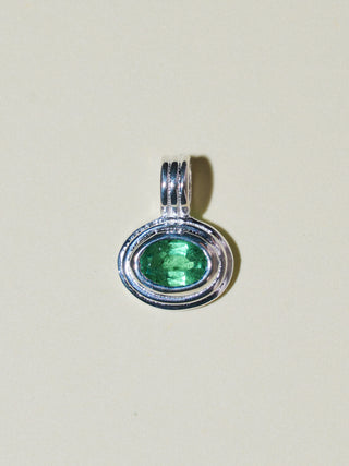 Plaintain Emerald Triple East to West Oval Cut Charm in Sterling Silver