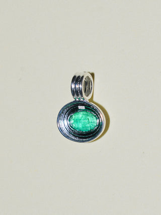 Plaintain Emerald Triple East to West Oval Cut Charm in Sterling Silver