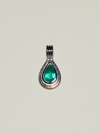 Evergreen Emerald Triple Teardrop Cut Charm in White 14k Gold