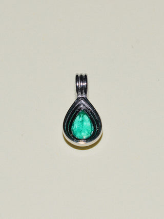 Evergreen Emerald Triple Teardrop Cut Charm in White 14k Gold