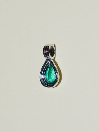 Evergreen Emerald Triple Teardrop Cut Charm in White 14k Gold